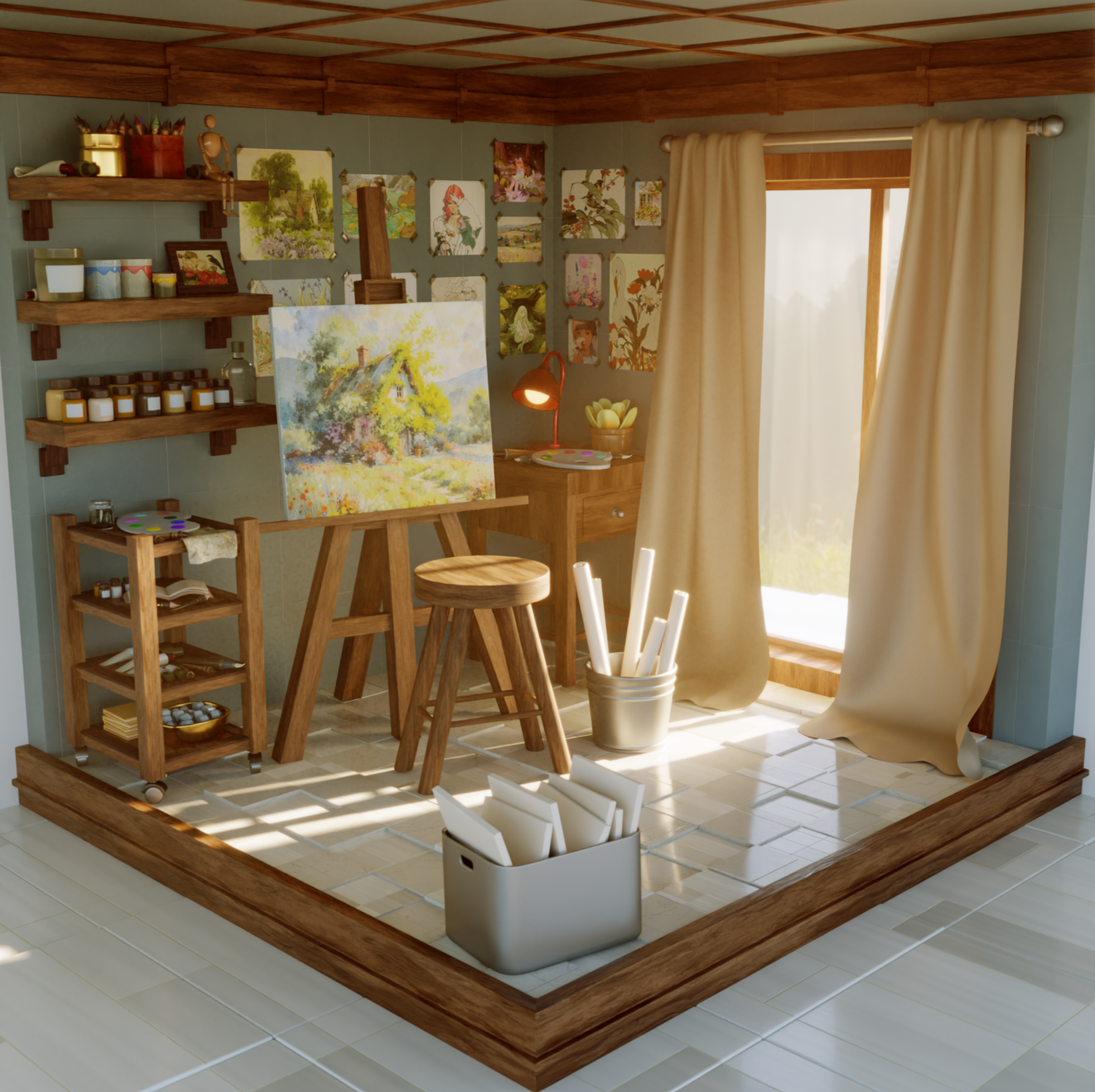 3D artsy room render